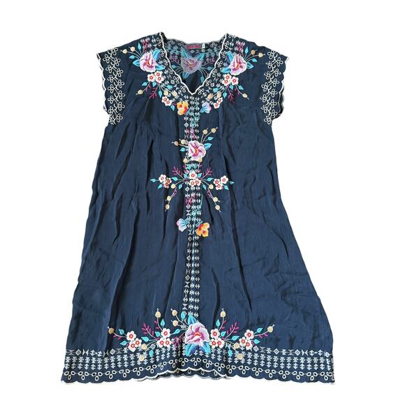 Johnny Was Embroidered Mini Dress Navy - Picture 2 of 12
